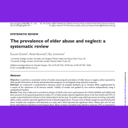 13. The prevalence of elder abuse and neglect: a systematic review
