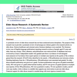 45. Elder abuse research: A systematic review