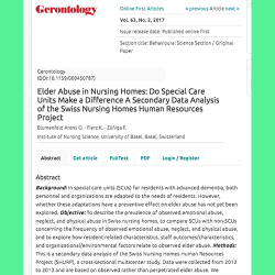 90. Elder Abuse in Nursing Homes: Do Special Care Units Make a Difference? A Secondary Data Analysis of the Swiss Nursing Homes Human Resources Project