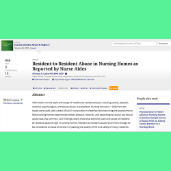 91. Resident-to-resident abuse in nursing homes as reported by nurse aides